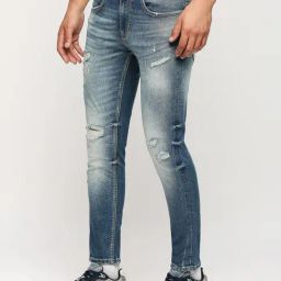 Pepe Jeans Light Indigo Blue Cotton Skinny Fit Distressed Jeans-picture-45