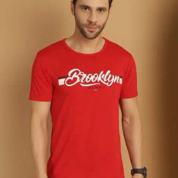 Vimal Jonney Red Regular Fit Printed Crew T-Shirt-picture-34