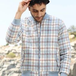 Campus Sutra White Regular Fit Checks Bomber Jacket-image-70