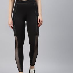 Blinkin Women Black Solid Mesh Paneled Gym Tights-image-67
