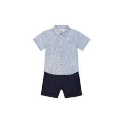 Mothercare Kids White & Navy Printed Shirt with Shorts-image-27