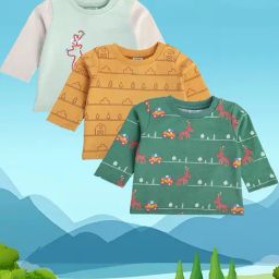 MINIKLUB Kids Multicolor Printed Full Sleeves T-Shirt (Pack Of 3)-image-96