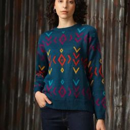 High Star Blue Self Design Sweater-picture-34