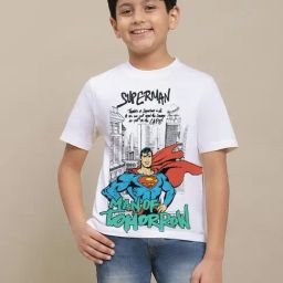 Kidsville Superman Printed White Regular Fit T-Shirt For Boys-image-81