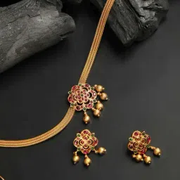 Priyaasi Kemp Stones Gold-Plated Jewellery Set-image-49