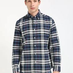 Tommy Hilfiger Aegean Sea Cotton Regular Fit Checks Shirt-image-52