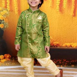 BownBee Boys Jacquard Full Sleeve Sherwani Set-picture-50