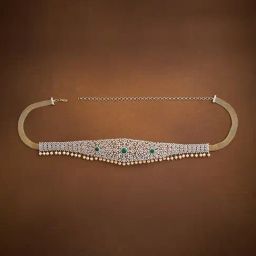 Kushal's Fashion Jewellery Green Rodium Gold Polished Zircon Belt With Adjustable Chain for Women-picture-0