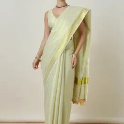 Soch Beige Woven Saree With Unstitched Blouse-picture-24