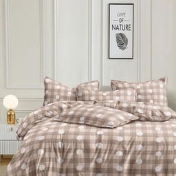 Crest Innovative Lives White & Peach-Coloured Checked Microfiber Heavy Winter 400 GSM Double Bed Comforter-7