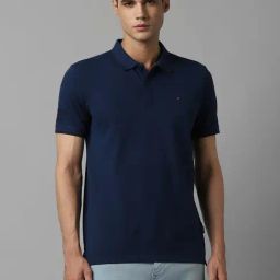 Louis Philippe Jeans Navy Cotton Slim Fit Polo T-Shirt-image-20