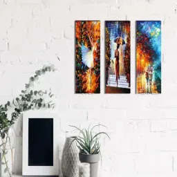 eCraftIndia 6MM MDF Set of 3 Rain View Scene Satin Matt Texture UV Art Painting-image-59