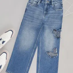 Pantaloons Junior Girls Blue Cotton Solid Jeans-picture-27