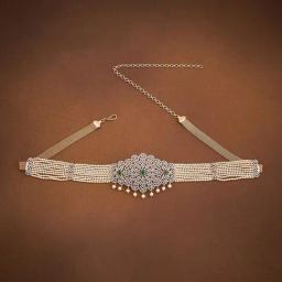 Kushal's Fashion Jewellery Green Rodium Gold Polished Zircon Belt With Adjustable Chain for Women-picture-0