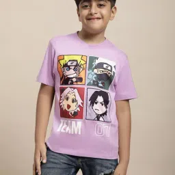 Kidsville Light Purple Naruto Print T-Shirt-image-16