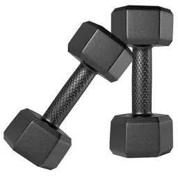 Protoner Hex Pair of 2kg Each PVC Dumbbells Set (Black)-image-1