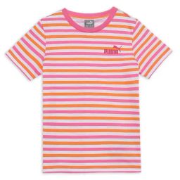 Puma Kids ESS+ SUMMER CAMP Fast Pink & Orange Cotton Striped T-Shirt-image-31