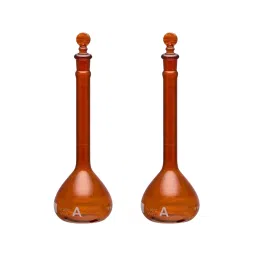 Supertek 500 ml QR Coded Volumetric Flask ASTM Amber Color Narrow Mouth Class A with Glass Stopper and Individual Works Certificate, 46.412.0095QR (Pack of 2)-5
