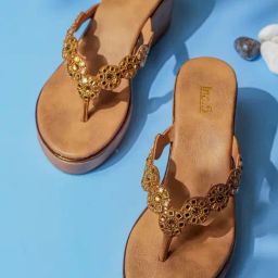 Inc.5 Women's Antique Gold Thong Wedges-image-77