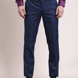 Turtle Blue Slim Fit Self Design Trousers-image-51