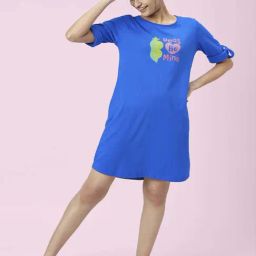 Dreamz by Pantaloons Blue Cotton Printed Sleep Tee-image-49