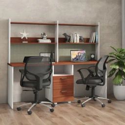 Pure Connor Hutch Desk in Frosty White & Classic Walnut Finish-19