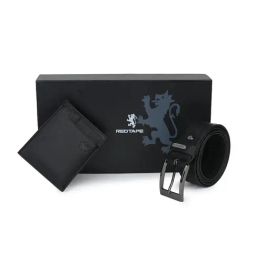 Red Tape Black Leather Belt & Wallet Gift set-image-74