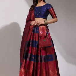 DIVASTRI Semi-Stitched Lehenga & Unstitched Blouse With Dupatta-image-25