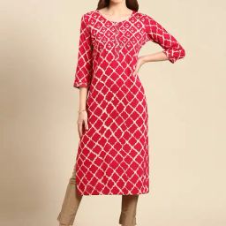 SHOWOFF Magenta Cotton Printed Kurta-image-52
