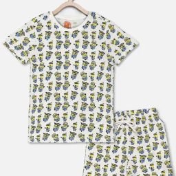 Kidsville Kids White Minion Print T-Shirt with Shorts-picture-20