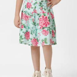 Kate & Oscar Kids Green Floral Print Skirt-image-50