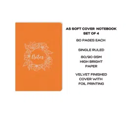 Pragya A5 Single Ruled Thread Sewn Notebooks 80 Pages Premium Cover with Foling Effect (Pack of 4) image 3