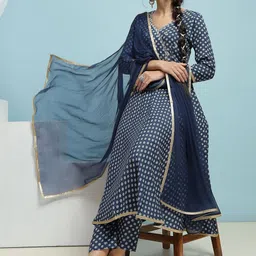 Khushal K Women Floral Printed Angrakha Kurta with Palazzos & With Dupatta-picture-48