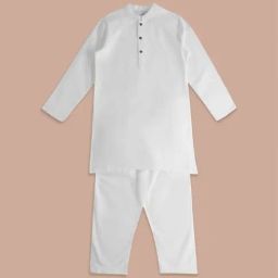 Indus Route by Pantaloons Kids Off-White Cotton Regular Fit Full Sleeves Kurta Set-image-11
