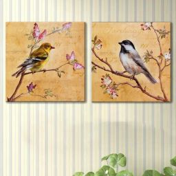 Art Street Bird Watch Printed Multicolor Cotton Canvas Wall Art - Set Of 2-image-4
