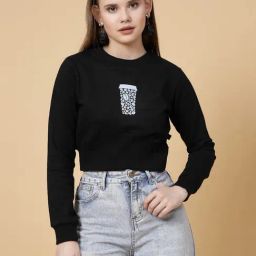 Rigo Black Printed Crop Sweatshirt-image-81