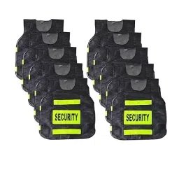 Safe Cure Polyester Fabric Security Print Reflective Jacket Black (Pack of 10)-44