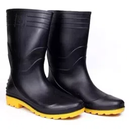 Hillson Welcome Plain Toe Black & Yellow Gumboots, Size 7-picture-3