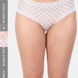 Amour Secret Women Pack Of 3 Self-Design Mid Rise Anti-Bacterial Hipster Briefs-image-14