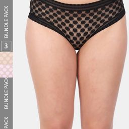 Amour Secret Women Pack Of 3 Self-Design Anti-Bacterial Hipster Briefs-image-18