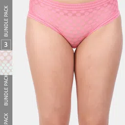 Amour Secret Women Pack Of 3 Self Design Sheer  Anti-Bacterial Hipster Briefs-image-96