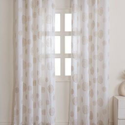 HOMEMONDE Gold-Toned & White Set of 2 Geometric Sheer Door Curtain-4