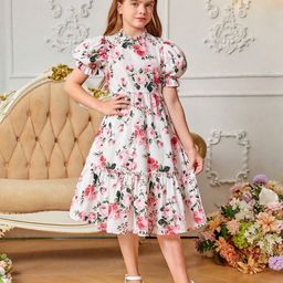 Kidotsav Women Floral Print Puff SleevesFit & Flare Dress-21