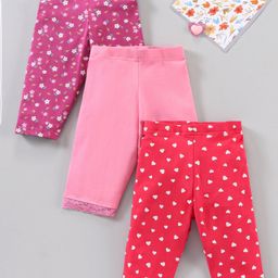 Babyhug Three Fourth Length Leggings Printed Pack of 3 - Multicolour-image-54