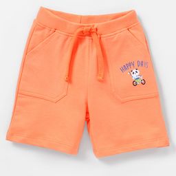Babyhug Knee Length Cotton Knit Panda Print Shorts - Orange-image-36