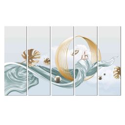 WENS Mid Century Modern Art 5 Pieces Laminated Wall Art Panels - Multicolor-image-27