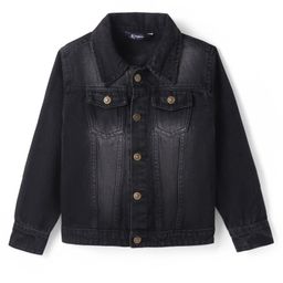 Pine Kids Full Sleeves Washed Denim Jackets - Black-image-70
