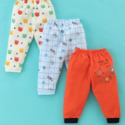 Mini Donuts 100% Cotton Full Length Pajamas Kitten Printed Pack of 3 - Blue Green & Red-image-85