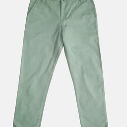 Kiddopanti Solid Button Down Pant - Light Green-image-69
