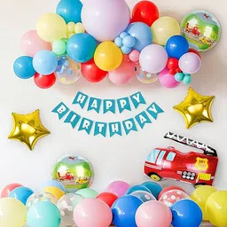 special you SpecialYou construction theme birthday decoration items kit for boys with fire truck foil balloons multicolor pack of 49 items-picture-3